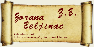 Zorana Beljinac vizit kartica